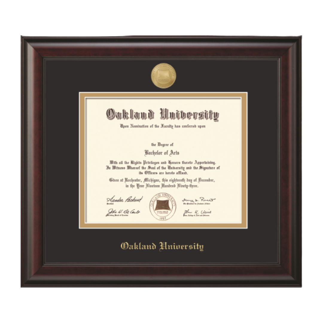 University Of Maryland Global Campus Diploma Frame In Classic Mahogany With Gold Trim With Black & Gold Mats 6 thumbnail image