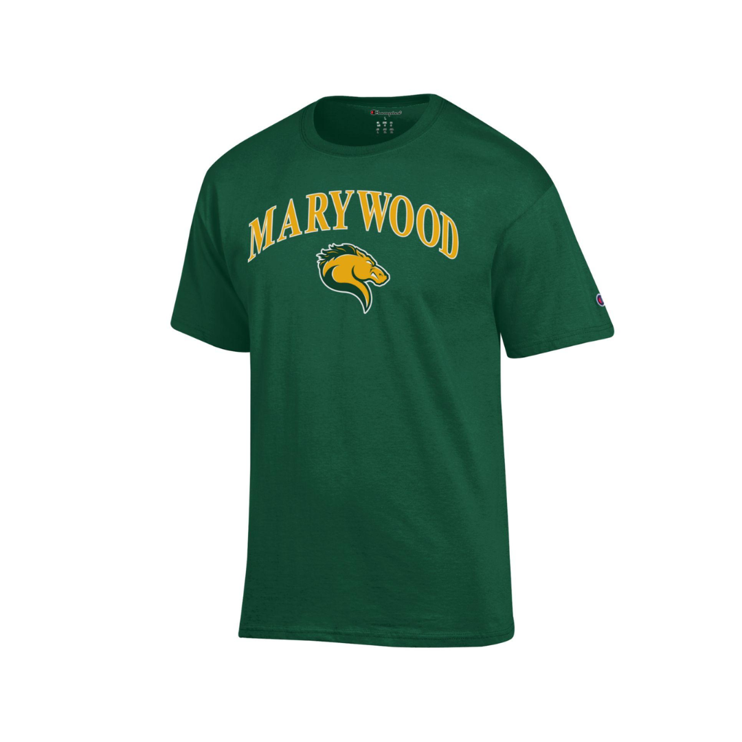 Marywood Champion S S Dark Green Tee Marywood Over Mascot