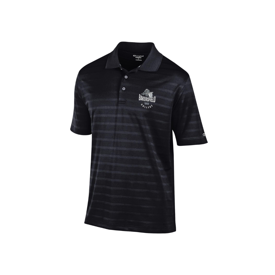 Champion Textured Solid Black Polo